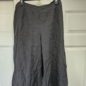 Chic Black Wide-Leg FLAX 100%  LINEN Trousers